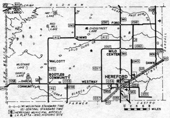 Map, Deaf Smith County, Texas