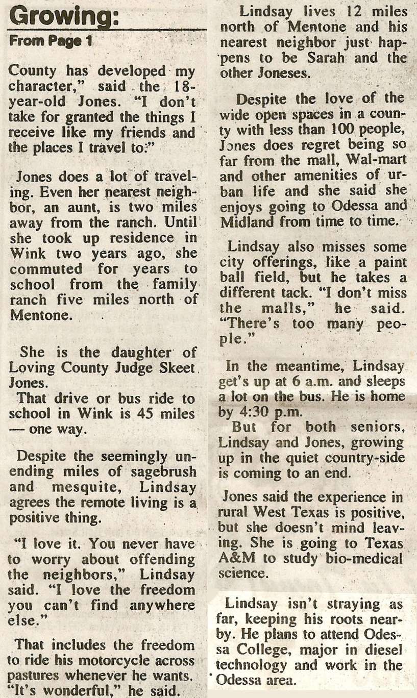 Sarah Jones & Roy Lindsay, Loving County, Texas