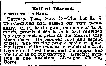 Thanksgiving Ball newspaper article